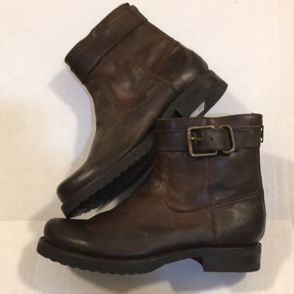 NWT Frye Pippa Leather Ankle Brown Boots - Picture 12 of 13